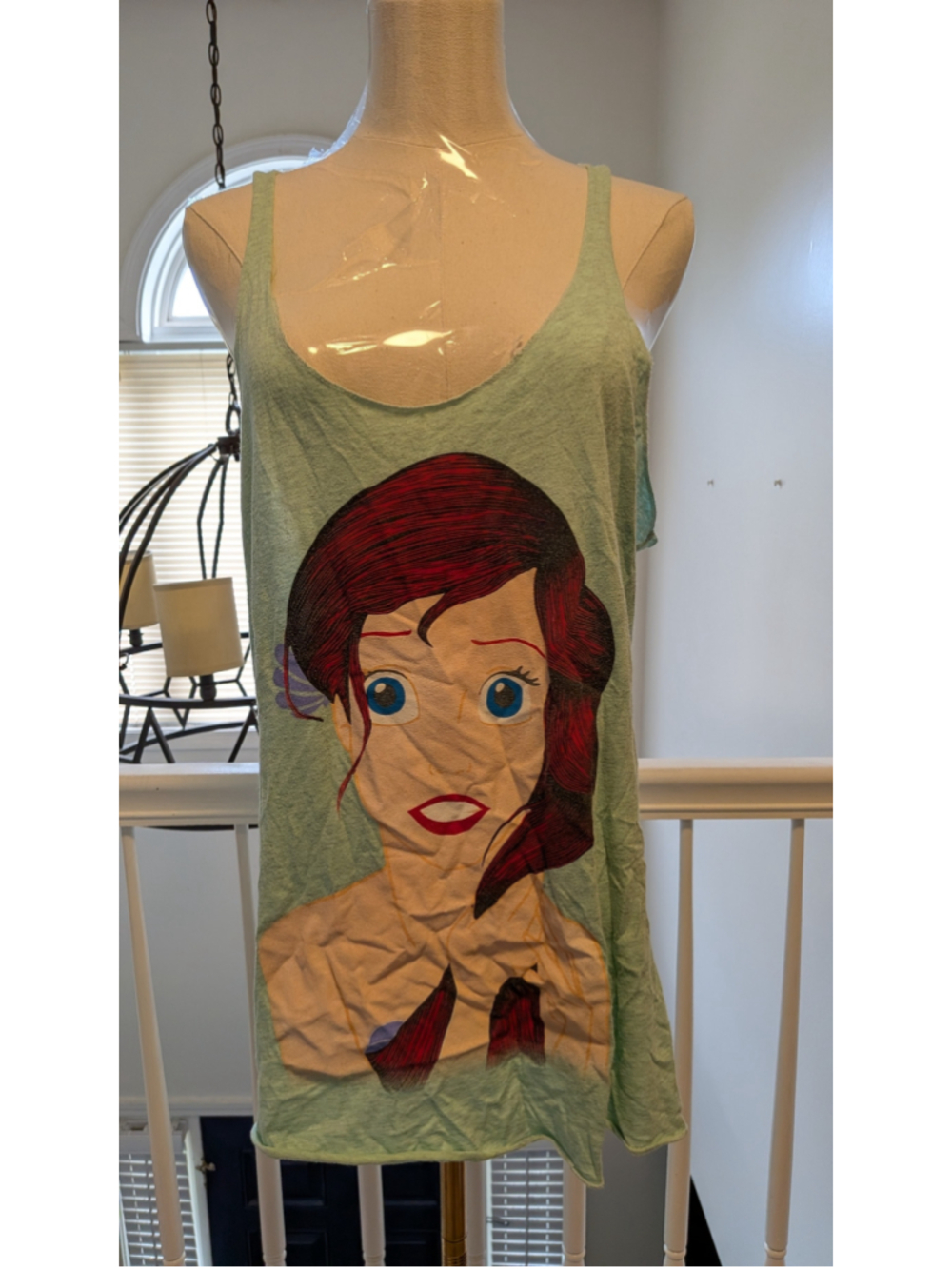 Disney Little Mermaid Ariel Graphic Tank Top Green Lightweight XL
